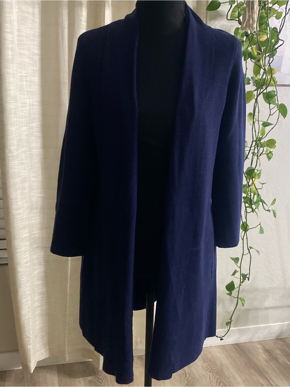 Eileen Fisher Luxury Silk & Organic Cotton Open Front Cardigan – Size Medium
